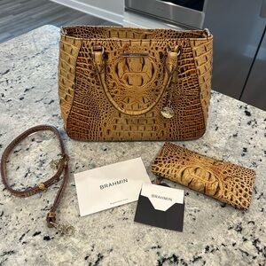 NEW Brahmin Irene Crocodile Purse in Toasted Melbourne